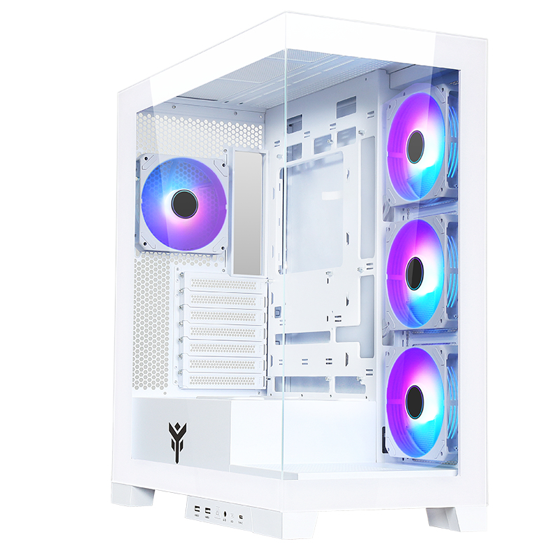 [ITGCASB45W] Case SHOWBUI 45W - Gaming Tower- ATX- 4x12cm ARGB fan- 2xUSB3- Type-C- Side & Front Panel Temp Glass- White Edition