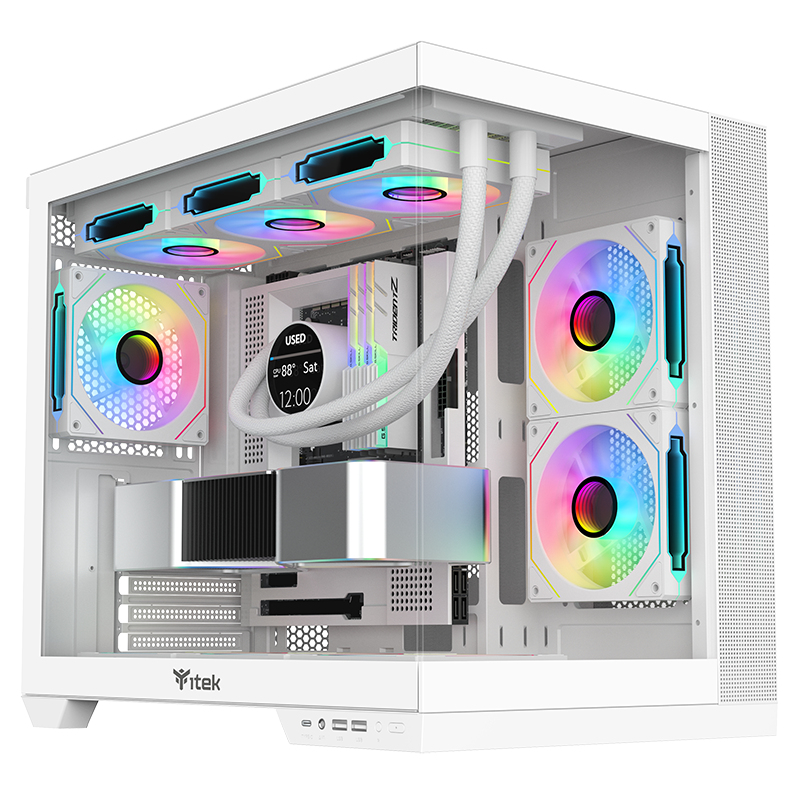 [ITGCADCDSW] Case DARK CAVE DS - Gaming Tower- ATX- 3x12cm ARGB fan- 2xUSB3- Type-C- Side & Front Panel Temp Glass- White Edition