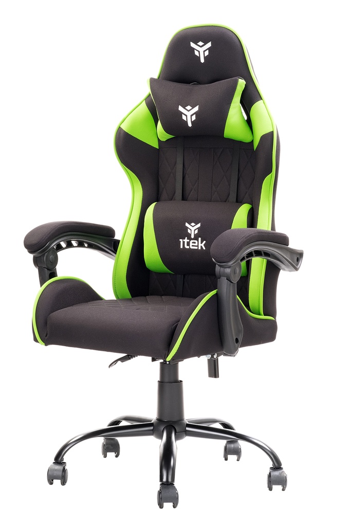 [ITCGFF10BG] itek Gaming Chair RHOMBUS FF10 - Tessuto- Doppio Cuscino-  Schienale Reclinabile- Nero Verde