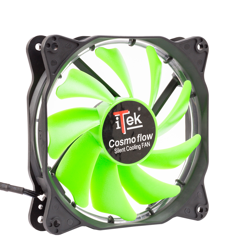 [ITCFLC12G] Ventola per case Cosmo Flow - 12cm- LED Verde Circolare- 3+4pin- silenziosa