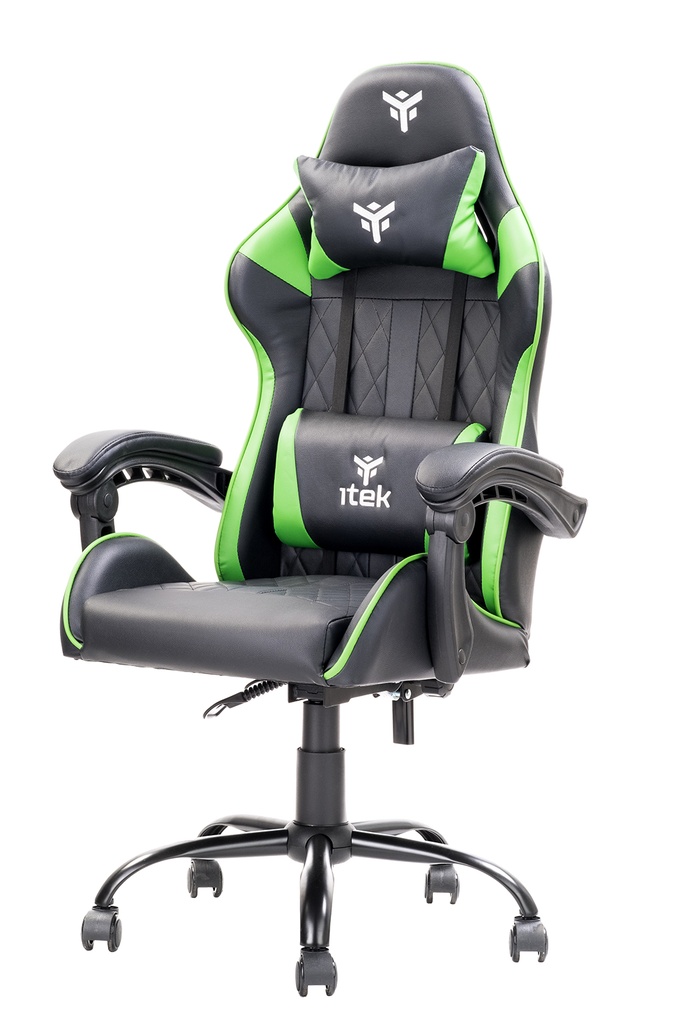 [ITCGPF10BG] itek Gaming Chair RHOMBUS PF10 - PVC-  Doppio Cuscino- Schienale  Reclinabile- Nero Verde