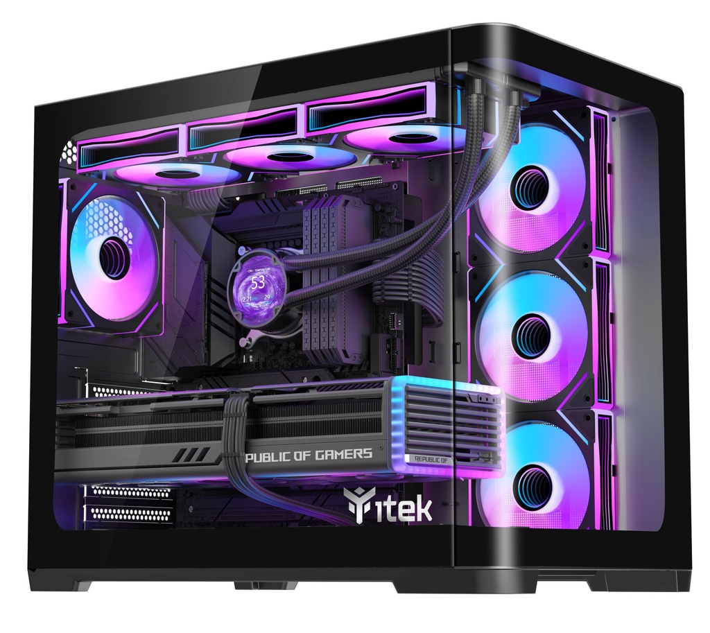[ITGCADCCB] Case DARK CAVE CURVED - Gaming Tower- ATX- 4x12cm ARGB fan- 2xUSB3- Type-C- Curved Temp Glass Side & Front Panel