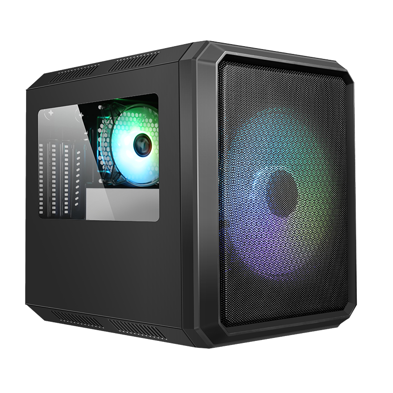 [ITGCAQBO30E] Case QBO 8 EVO - Micro ATX- USB3- 200+120mm ARGB fan- Card Reader- 3x Trasp Window