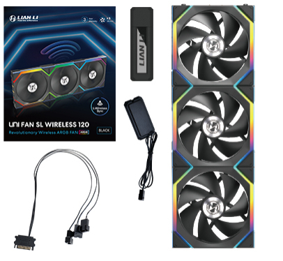 [12SL1W3B] Lian Li UNI FAN SL Wireless 120 Case per computer Ventilatore 12 cm Nero 3 pz