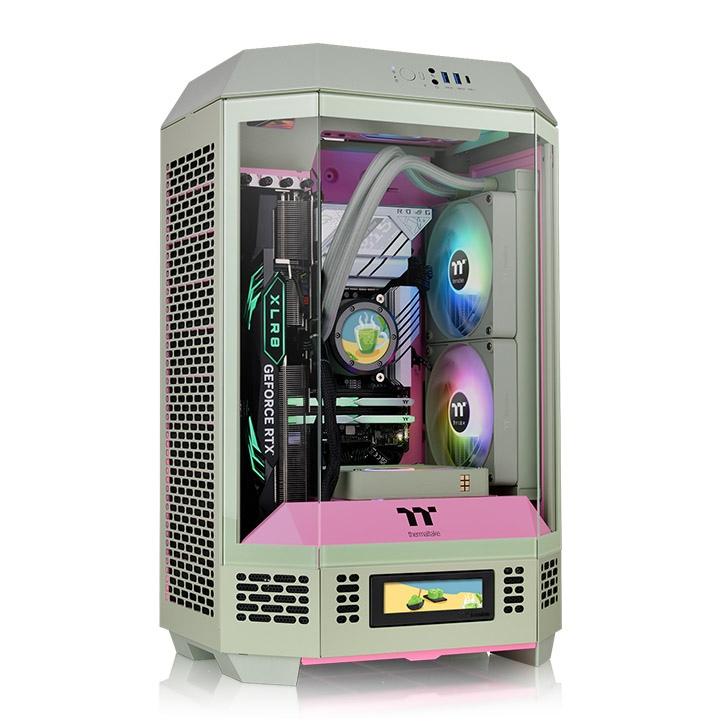 [CA-1Y4-00SJWN-00] Case Thermaltake The Tower 300 Mini Tower Verde Chiaro Rosa