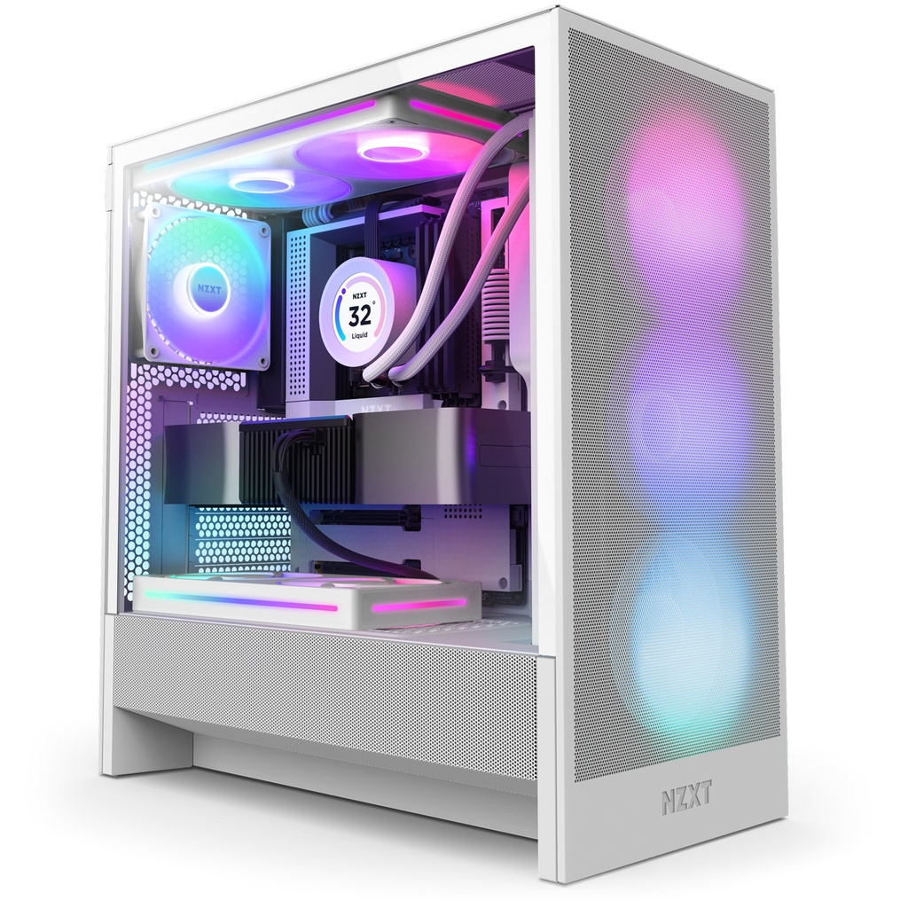 [CC-H52FW-R1] Case NZXT H5 Flow RGB (2024) Midi Tower Vetro Temperato Bianco