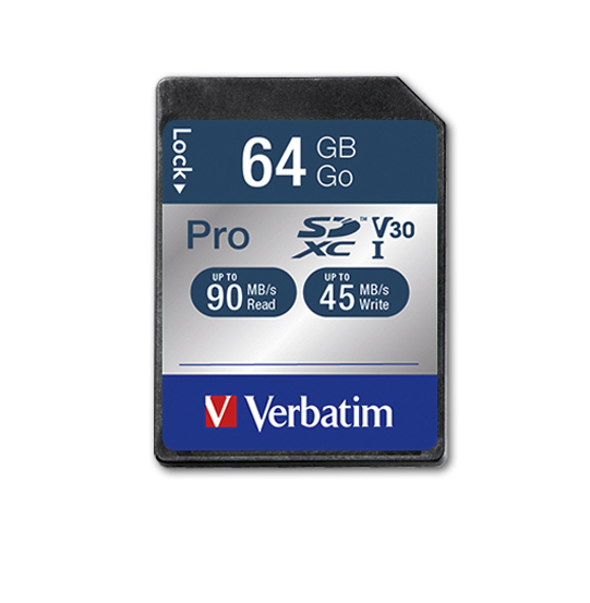 [47022] SCHEDA SDXC VERBATIM 64GB PRO UHS-I CLASS 10