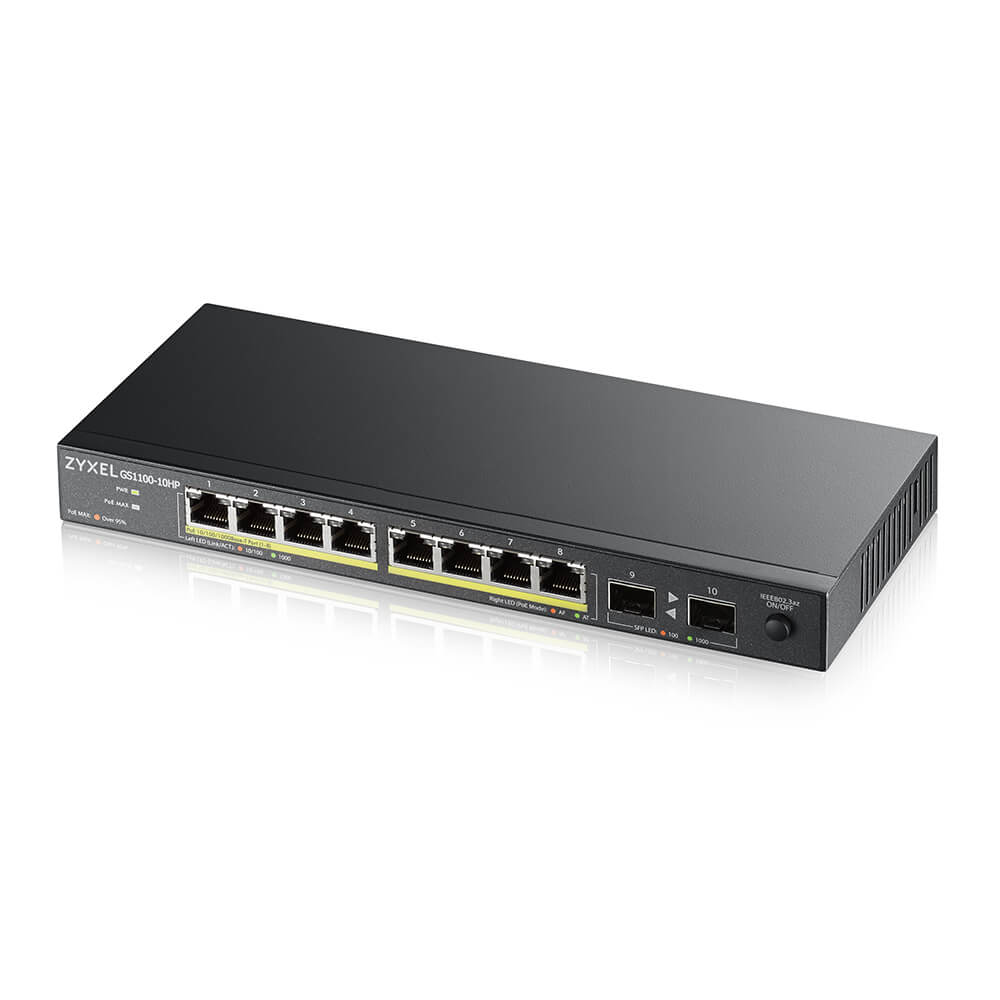 [GS1100-10HP-EU0102F] Zyxel GS1100-10HP v2 Non gestito Gigabit Ethernet (10/100/1000) Supporto Power over Ethernet (PoE) Nero