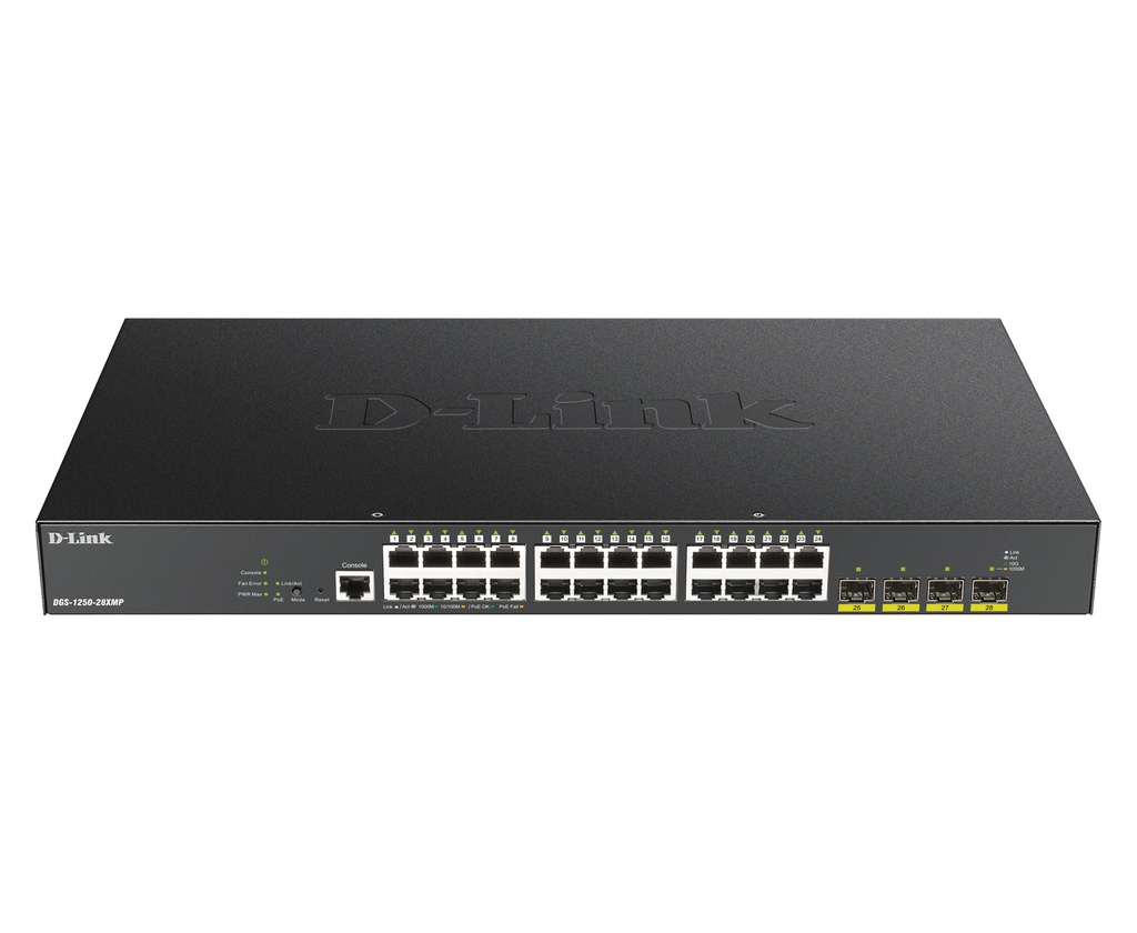 [DGS-1250-28XMP/E] D-Link DGS-1250-28XMP Gestito L3 Gigabit Ethernet (10/100/1000) Supporto Power over Ethernet (PoE) Nero