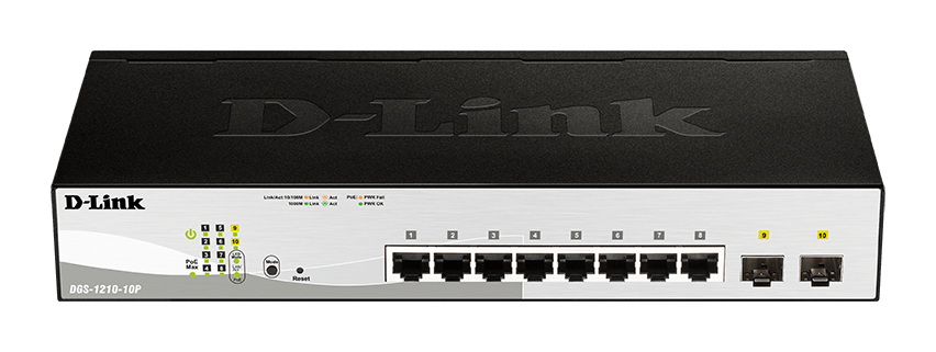 [DGS-1210-10P/E] D-Link DGS-1210-10P Gestito L2 Gigabit Ethernet (10/100/1000) Supporto Power over Ethernet (PoE) 1U Nero