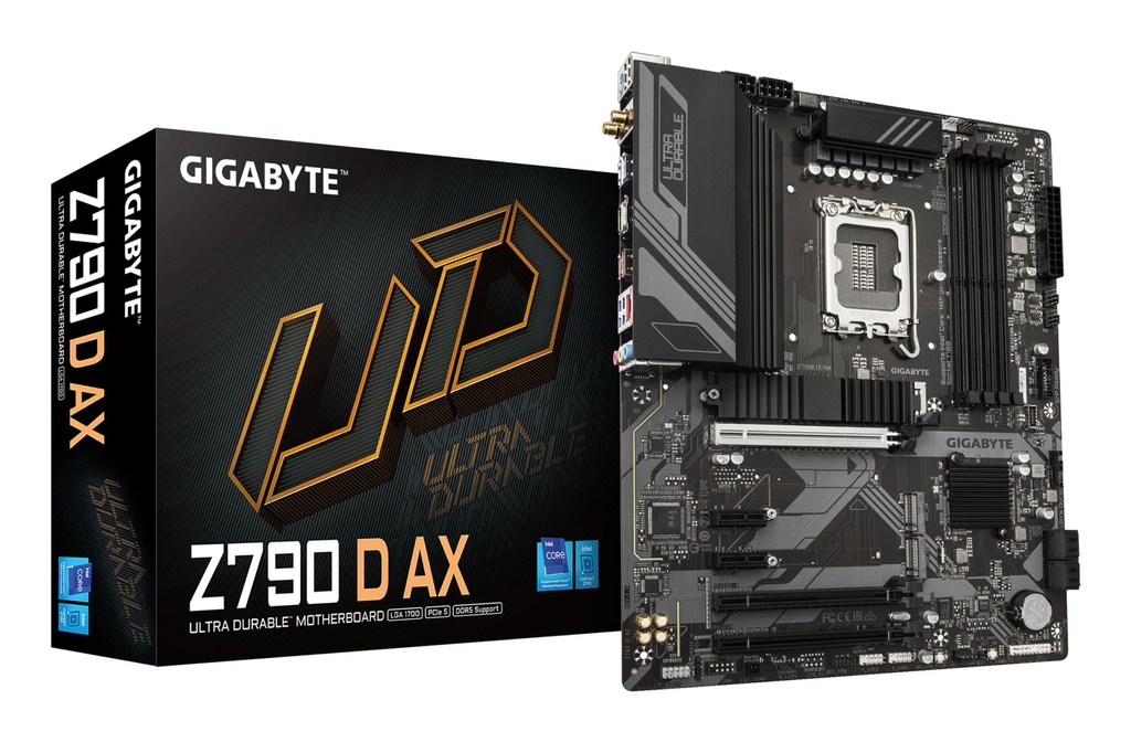 [Z790 D AX] GIGABYTE Z790 D AX Scheda madre - Supporta CPU Intel Core di 14a generazione, VRM digitale a 12+1+1 fasi, fino a 7600MHz DDR5 (OC), 3xPCIe 4.0 M.2, Wi-Fi 6E, LAN 2.5GbE, USB 3.2 Gen 2