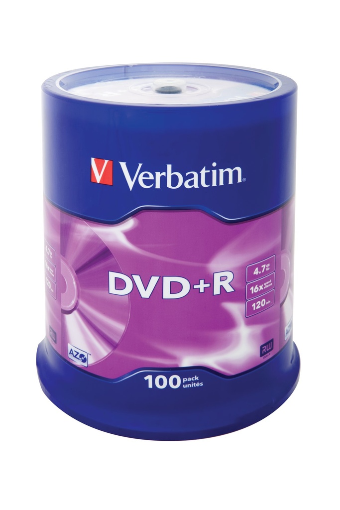 [43551] Verbatim DVD+R Matt Silver 4,7 GB 100 pz