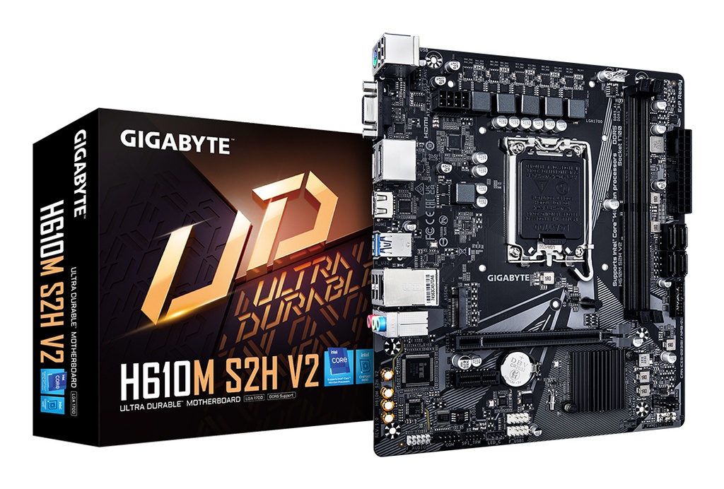 [H610M S2H V2] GIGABYTE H610M S2H V2 Scheda Madre - Supporta CPU Intel Core di 14a generazione, 4+1+1 Fasi Ibride VRM Digitale, fino a 5600MHz DDR5, 1xPCIe 3.0 M.2, GbE LAN, USB 3.2 Gen 1