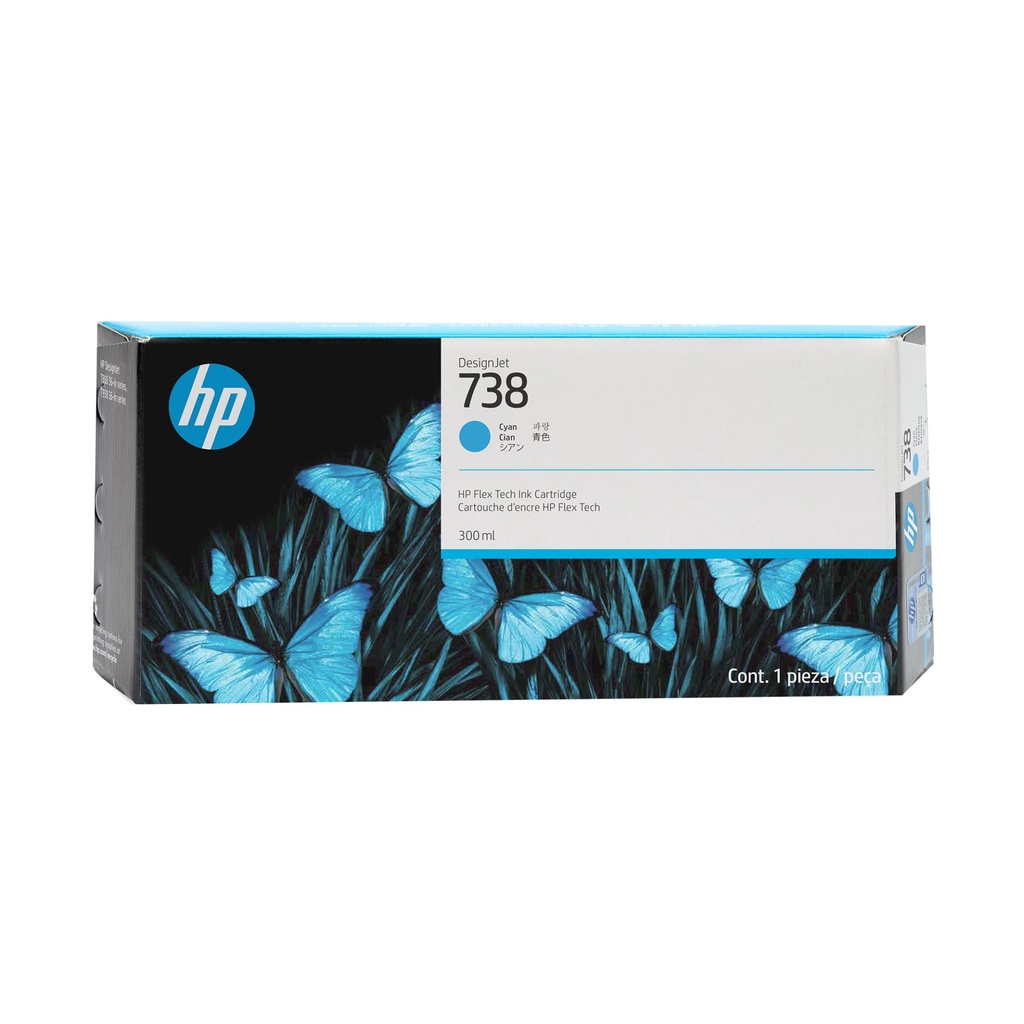 [676M6A] HP Cartuccia di inchiostro ciano 738 DesignJet da 300 ml