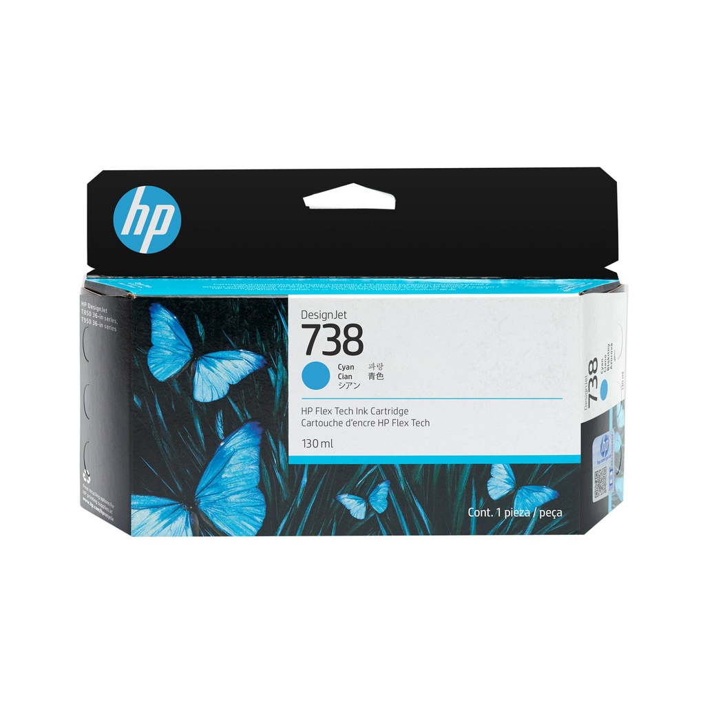 [498N5A] HP Cartuccia di inchiostro ciano DesignJet 738 da 130 ml