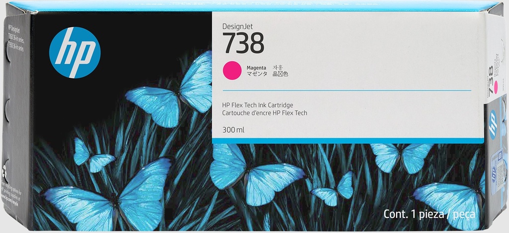 [676M7A] HP Cartuccia di inchiostro magenta 738 DesignJet da 300 ml