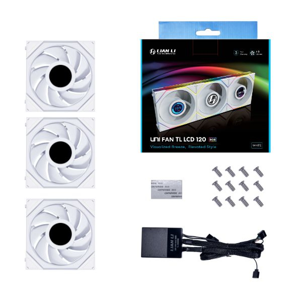 [12TLLCD3W] Lian Li UNI FAN TL LCD Case per computer Ventilatore 12 cm Bianco