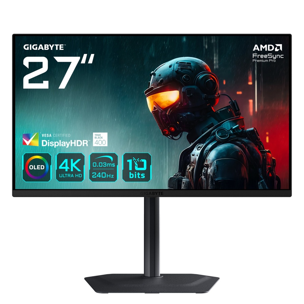 [MO27U2-EC] GIGABYTE MO27U2 OLED 4K UHD Gaming Monitor - 3840 x 2160, 240Hz, 0,03 ms, 1000 cd/m², Display HDR True Black 400, HDMI 2.1, DisplayPort 1.4