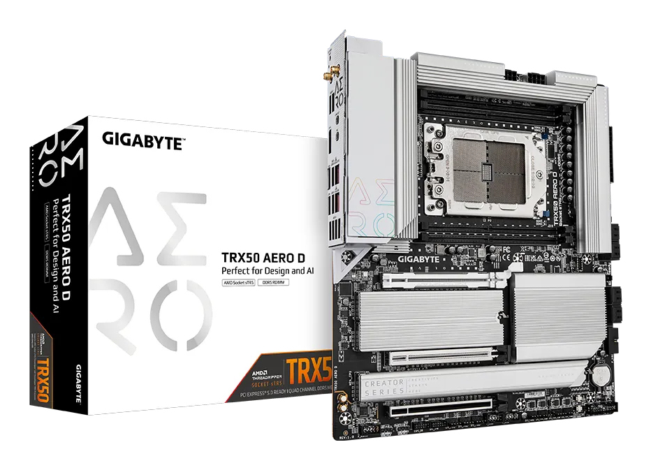 [TRX50 AERO D] GIGABYTE TRX50 AERO D Scheda madre - Supporta AMD Ryzen Threadripper 9000 Series CPUs, 16+8+4 Phases Digital VRM, up to 7800MHz DDR5 (OC), 3xPCIe 5.0 + 1xPCIe 4.0 M.2, Wi-Fi 7, 10GbE LAN, USB4