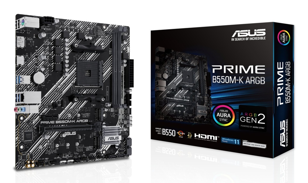 [90MB1GC0-M0EAY0] ASUS PRIME B550M-K ARGB AMD B550 Socket AM4 micro ATX