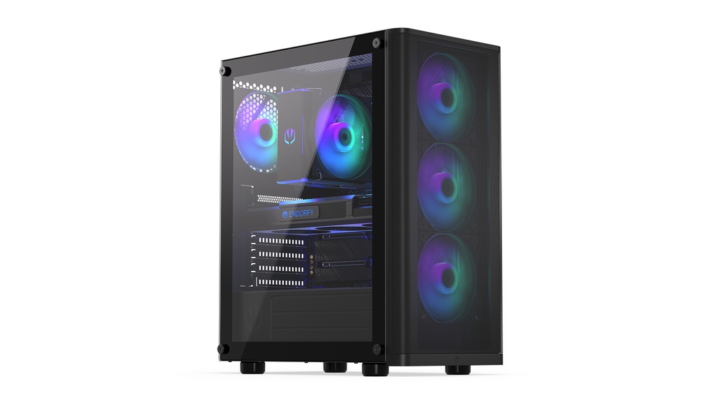 Case Endorfy Ventum 200 ARGB Midi-Tower Vetro Temperato Nero