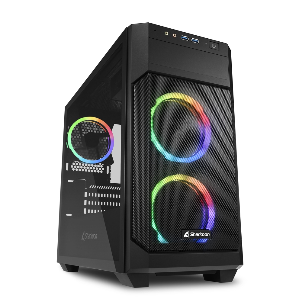[4044951035052] Case Sharkoon V1000 Midi-Tower Vetro Temperato RGB Nero