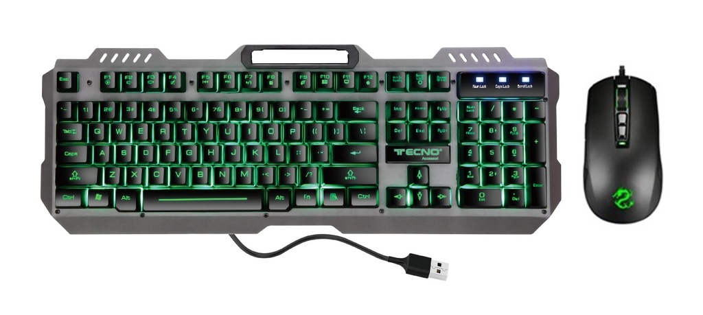 Tecno TC-BG2006 tastiera Mouse incluso Gaming USB QWERTY Italiano Nero, Grigio