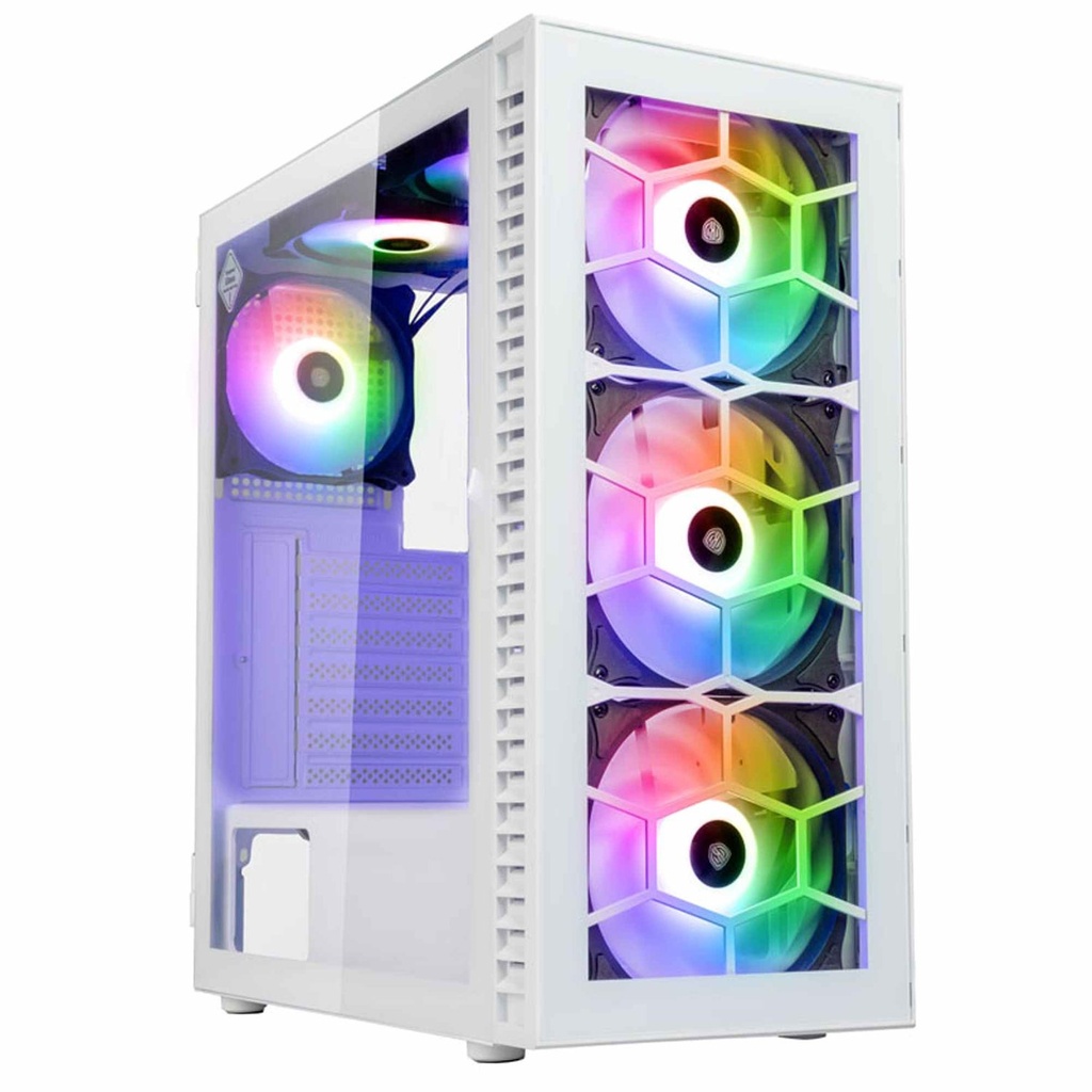 [OBSERVATORY HF GW] Kolink OBSERVATORY HF GLASS WHITE ARGB Midi Tower Bianco