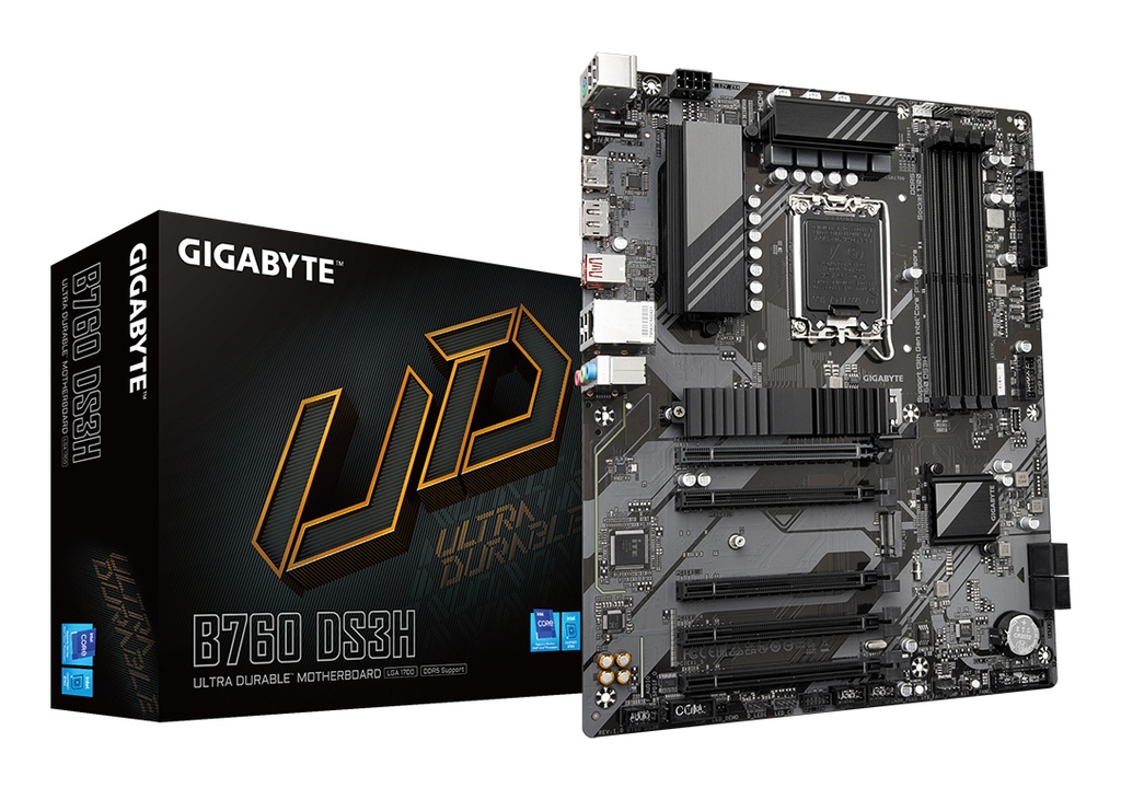 [B760 DS3H] GIGABYTE B760 DS3H Scheda Madre - Supporta processori Intel Core 14ª generazione, VRM digitale a 8+2+1 fasi, fino a 7600MHz DDR5 (OC), 2x PCIe 4.0 M.2, LAN GbE, USB 3.2 Gen 2x2