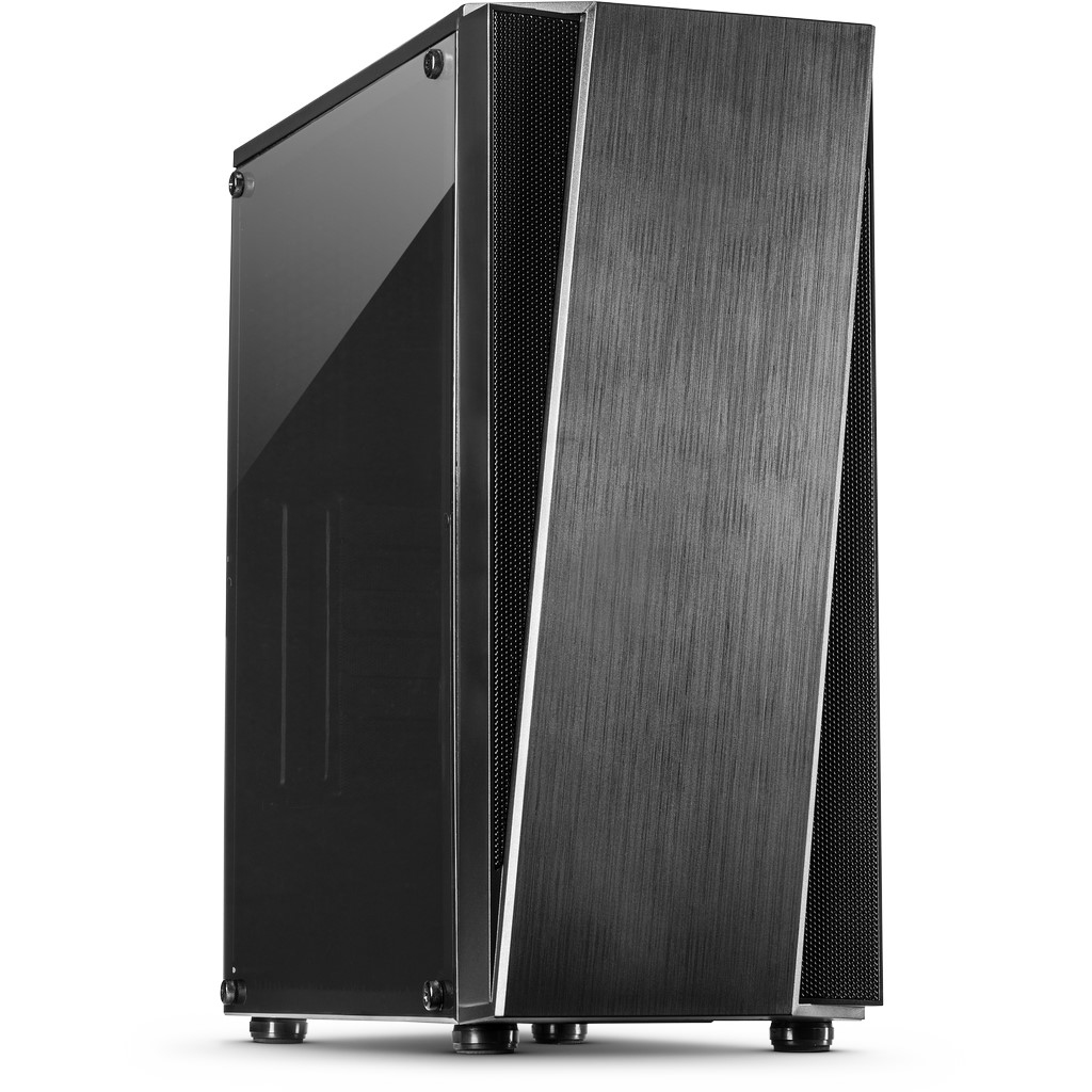 [88881324] Case Inter-Tech T-11 TELEVEN Nero Midi Tower Pannello Laterale In Vetro Acrilico