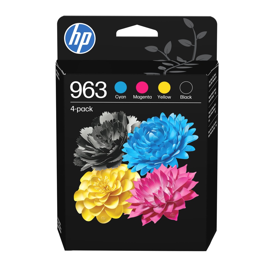 [6ZC70AE] HP Confezione da 4 cartucce di inchiostro nero, ciano, magenta, giallo originali 963