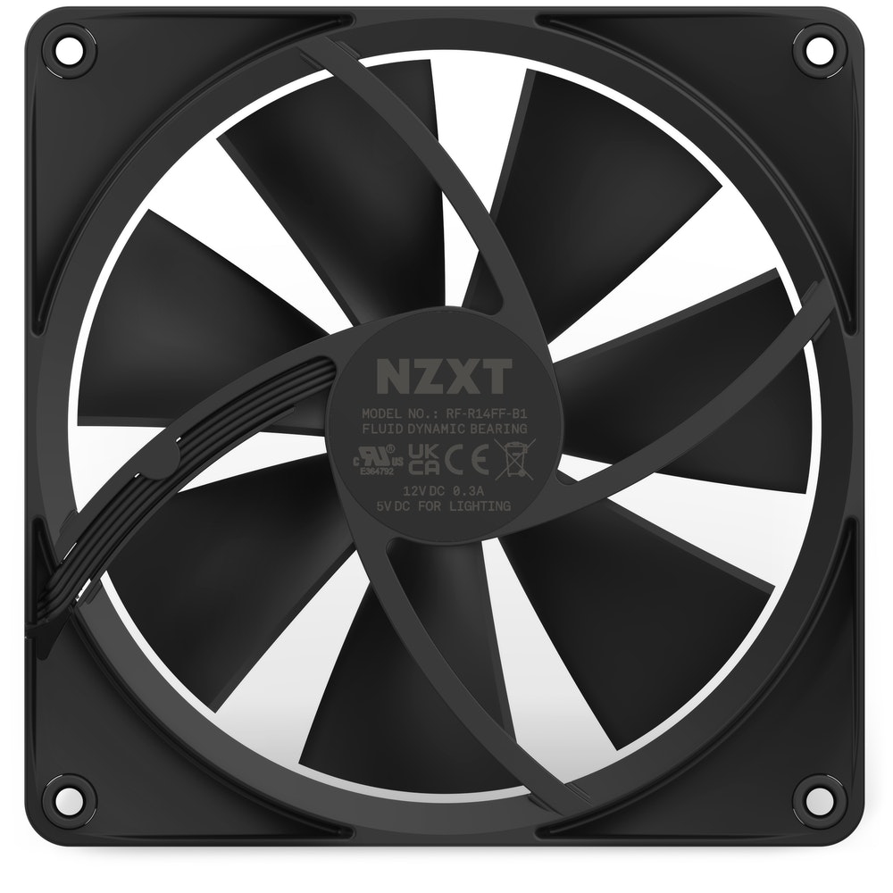 [RF-R14SF-B1] NZXT F140 RGB Case per computer Ventilatore 14 cm Nero 1 pz