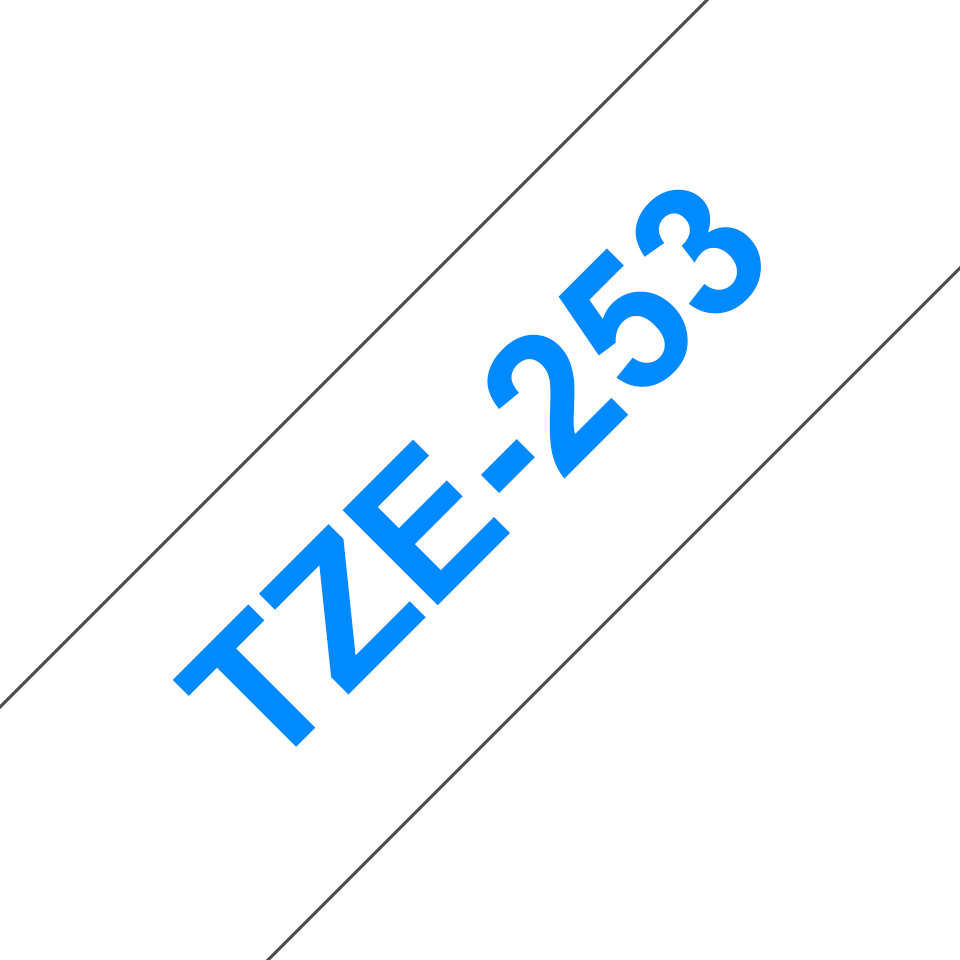 [TZe-253] Nastro Brother Laminato Blu Su Bianco TZe-253 TZ-253 24mm x 8m