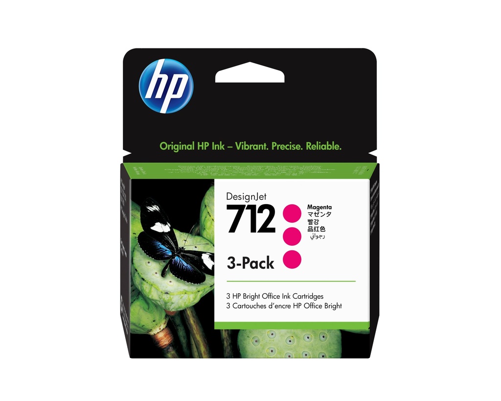 [3ED78A] HP Confezione da 3 cartucce di inchiostro magenta originale DesignJet 712 da 29 ml
