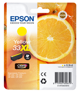 ORIGINAL Epson Cartuccia d'inchiostro giallo C13T33644012 33 XL ~650 Seiten XL