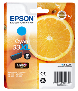 ORIGINAL Epson Cartuccia d'inchiostro ciano C13T33624012 33 XL ~650 Seiten XL