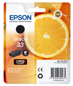 ORIGINAL Epson Cartuccia d'inchiostro nero C13T33314012 33 ~250 Seiten 6,4ml