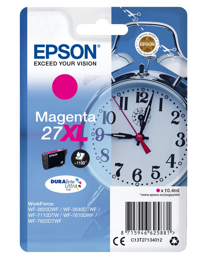 ORIGINAL Epson Cartuccia d'inchiostro magenta C13T27134010 27 XL ~1100 Seiten 10,4ml XL
