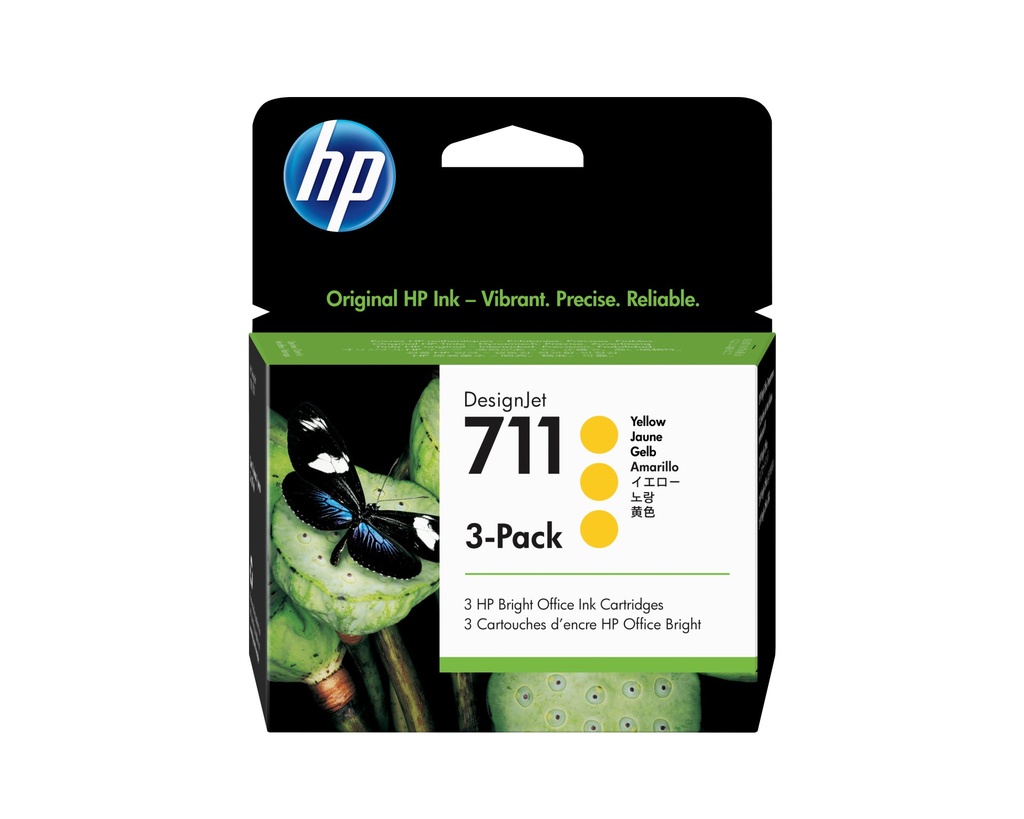 [CZ136A] HP Confezione da 3 cartucce di inchiostro giallo DesignJet 711, 29 ml