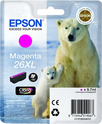ORIGINAL Epson Cartuccia d'inchiostro magenta C13T26334012 26 XL ~700 Seiten 9,7ml Cartuccie d´inchiostro XL