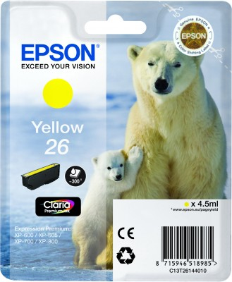 ORIGINAL Epson Cartuccia d'inchiostro giallo C13T26144012 26 ~300 Seiten 4,5ml standard
