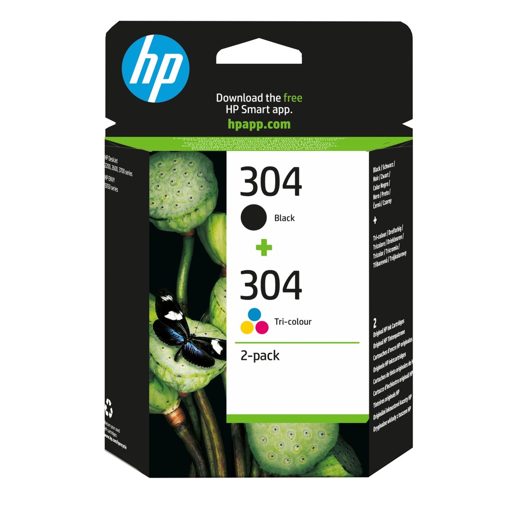 [3JB05AE] HP Confezione da 2 cartucce di inchiostro nero/in tricromia originali 304