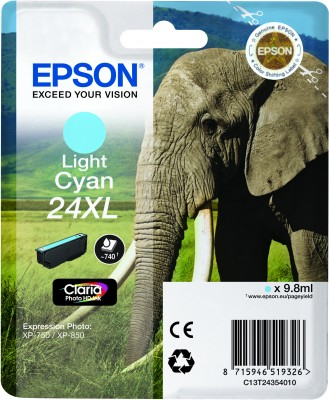 ORIGINAL Epson Cartuccia d'inchiostro ciano (chiaro) C13T24354012 24 XL ~740 Seiten 9,8ml XL