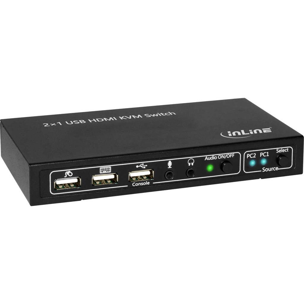 [62602I] InLine KVM Desktop Switch, 2-porte, HDMI 4K2K, USB 2.0 Hub, con Audio