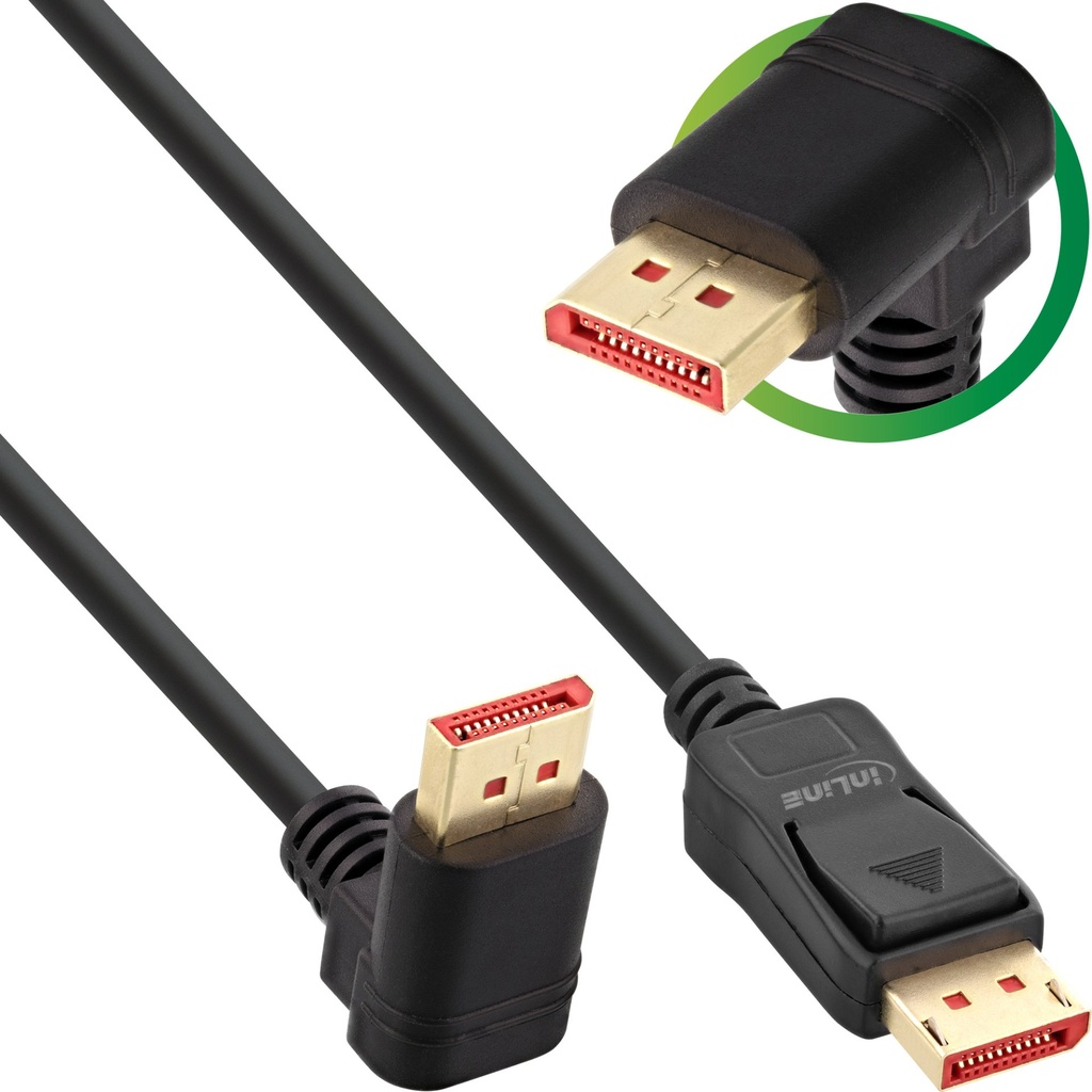 [17151O] InLine Cavo DisplayPort 1.4, 8K4K, angolato verso l'alto, nero/oro, 1m