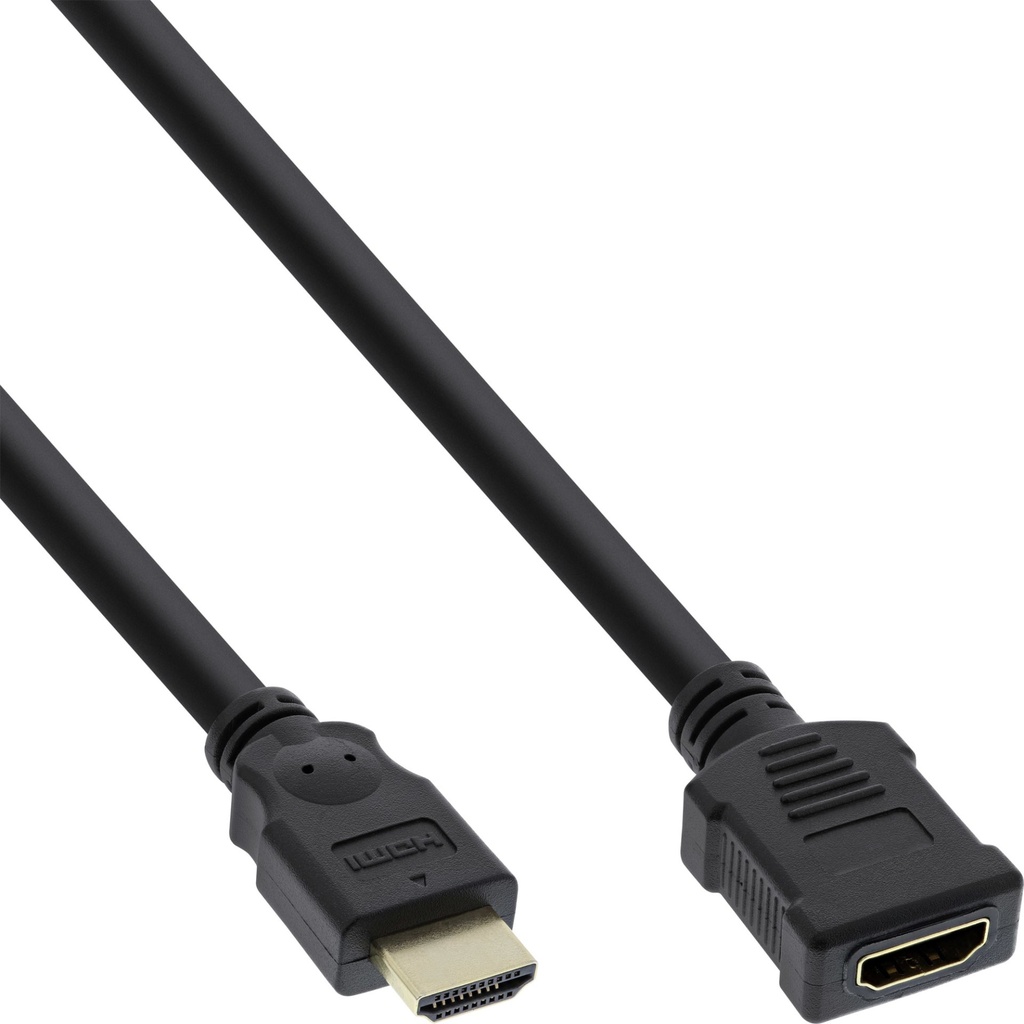 [17631G] InLine Cavo HDMI-High Speed, Prolunga, 1m, 3D, dorato, nero, M-F