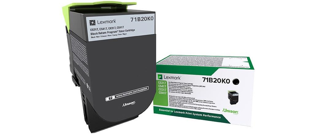 [71B20K0] Lexmark 71B20K0 cartuccia toner 1 pz Originale Nero