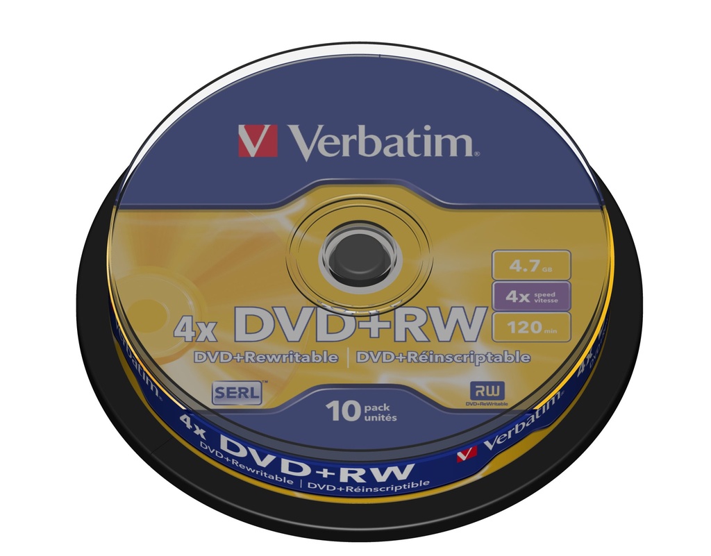 [43488] Verbatim DVD+RW Matt Silver 4,7 GB 10 pz