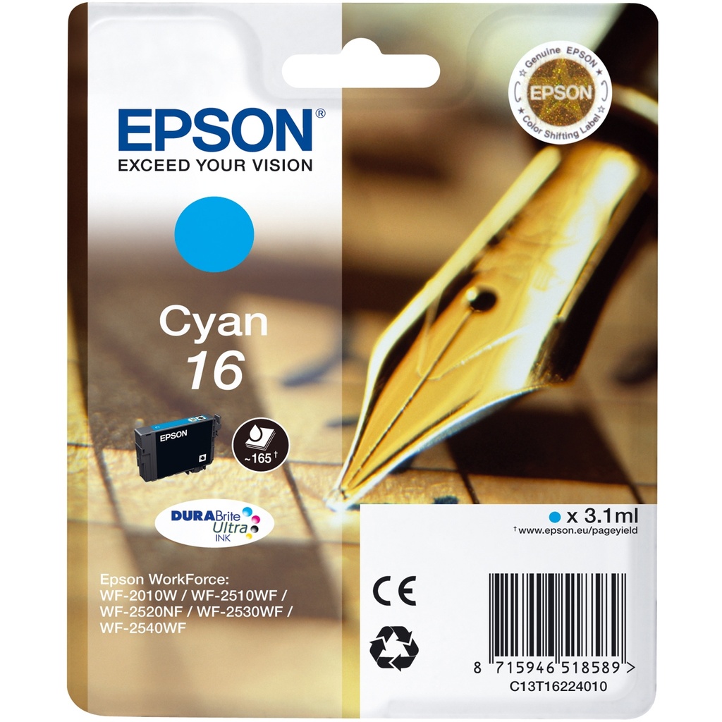 ORIGINAL Epson Cartuccia d'inchiostro ciano C13T16224012 16 ~165 Seiten 3,1ml standard