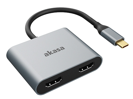 [AK-CBCA26-18BK] Cavo Adattatore USB-C con doppio HDMI MST Akasa 4K 60Hz 4K 30Hz